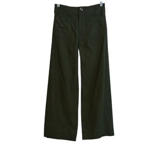 Maeve by Anthropologie The Colette Sz 26 Olive Green Wide Leg Pant Cotton Linen